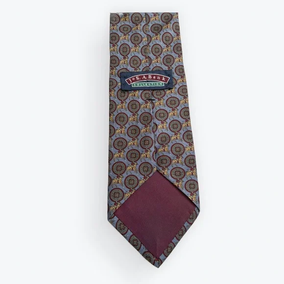 Jos. A. Bank Collection Silk Tie Polo Blue Burgundy - Picture 3 of 7